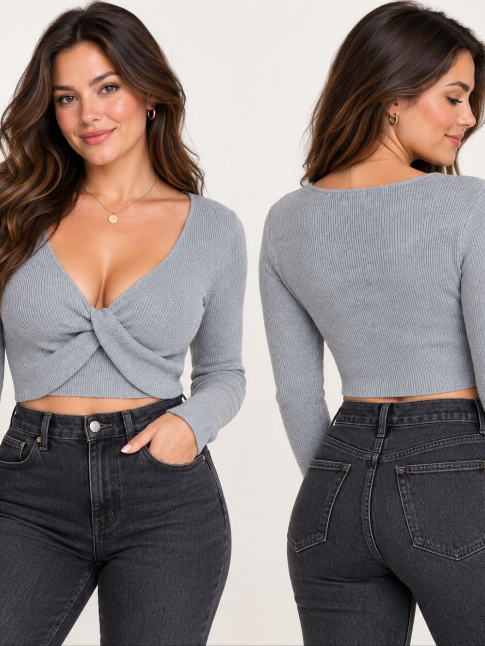 Harmonie by Capezio XL Gray Twist Front Crop Top Balletcore Y2K Dancecore